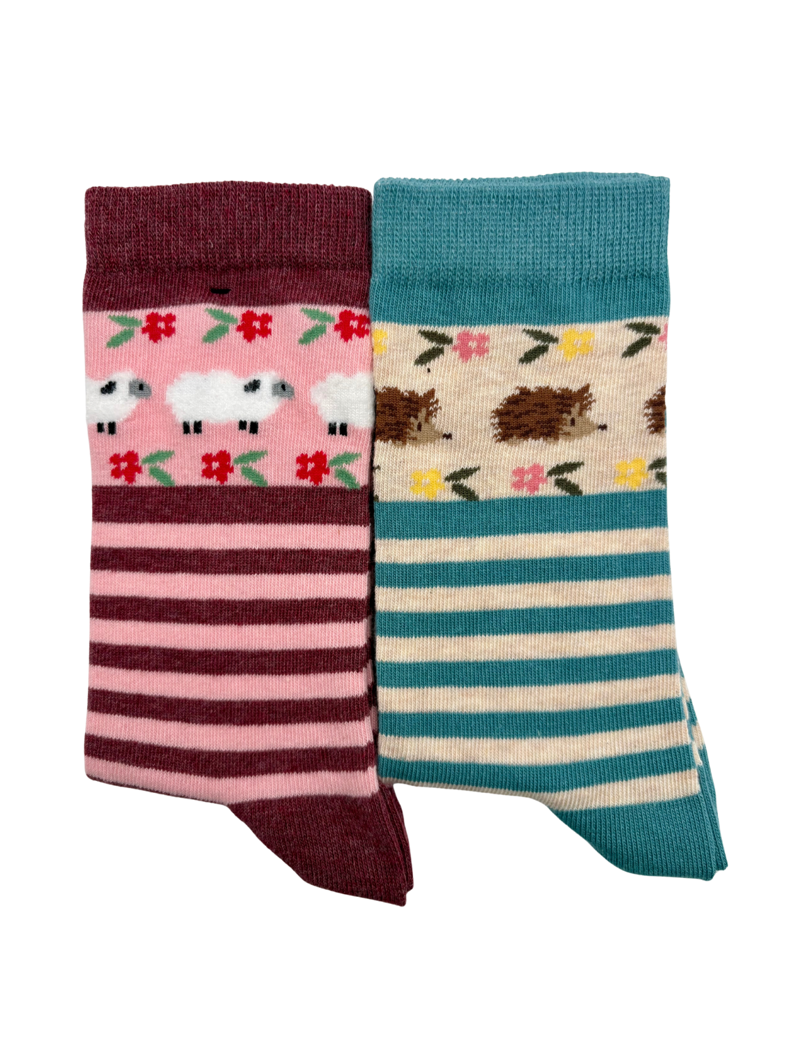 Striped Hedgehog and Sheep Socks