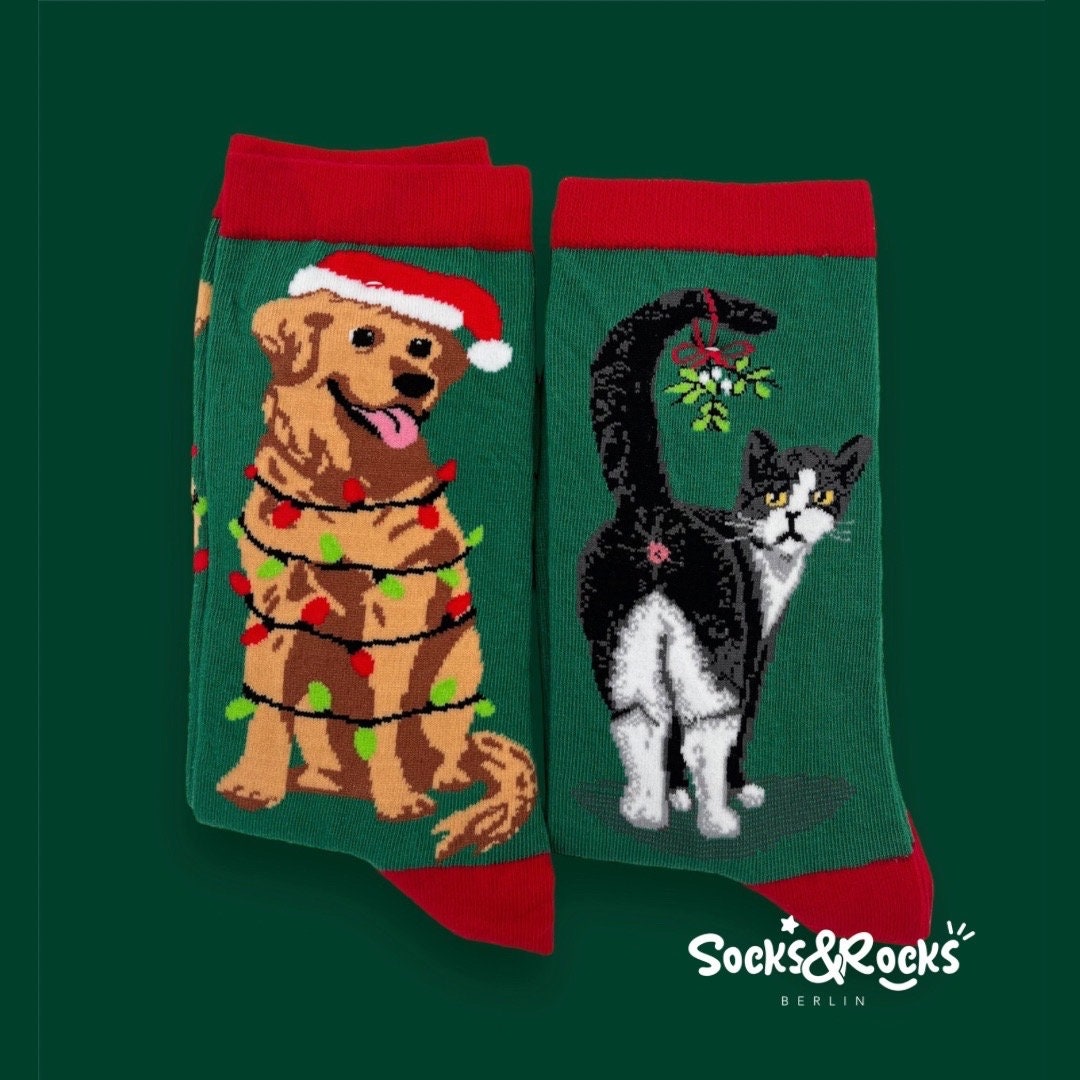 Christmas socks with dog