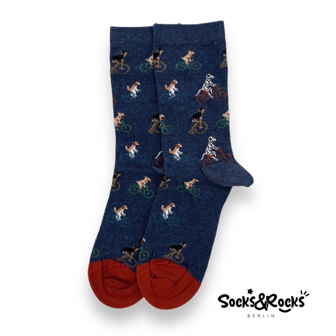 Dogs riding a bicycle socks
