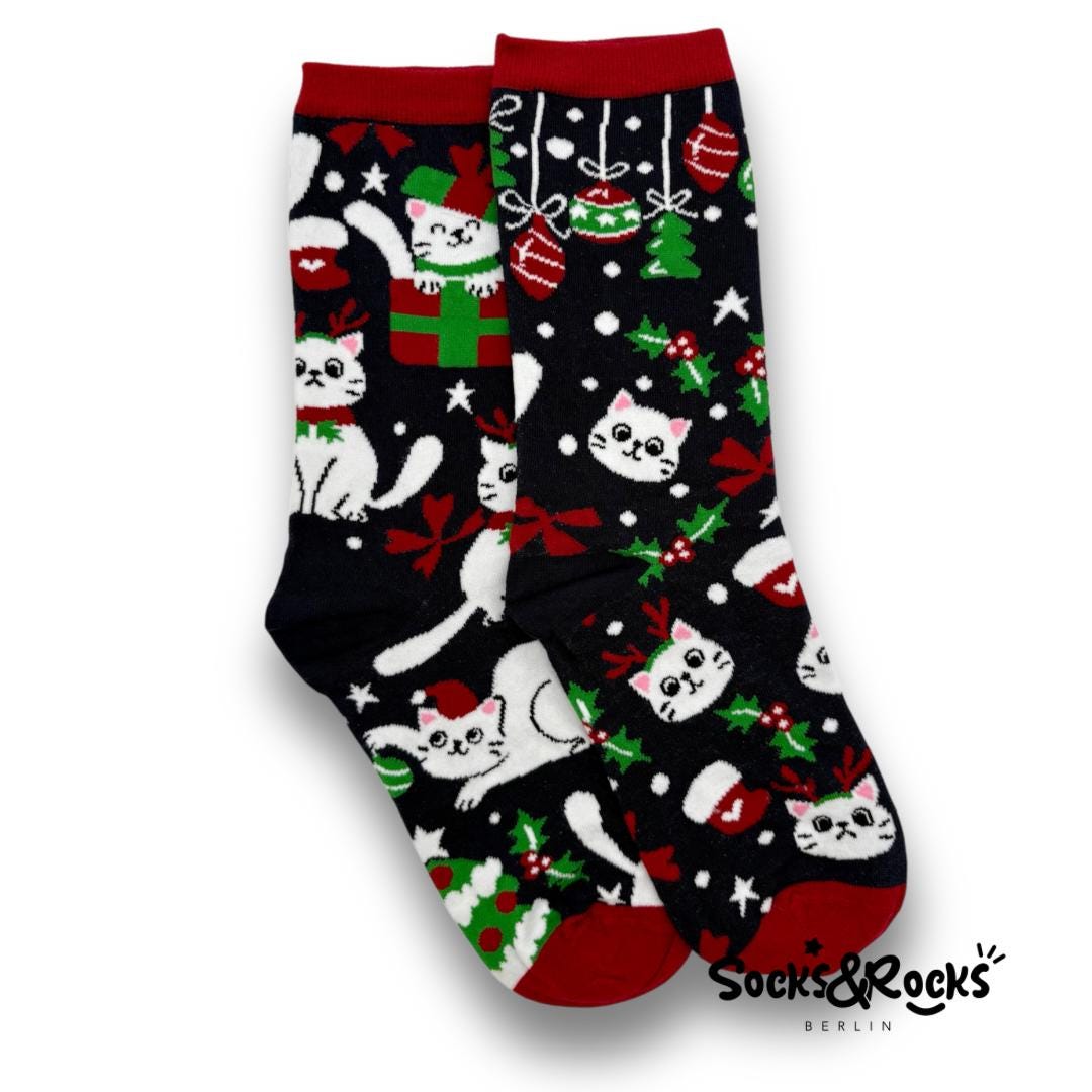 Weihnachtskatze Socken