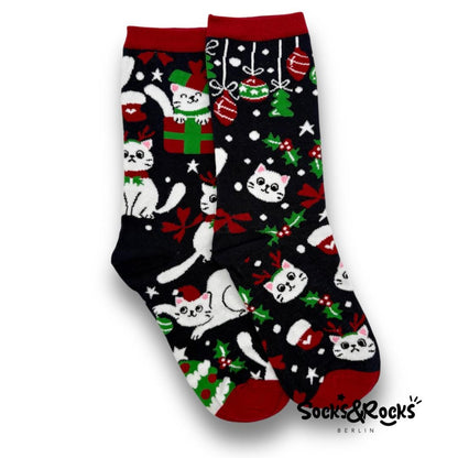 Weihnachtskatze Socken
