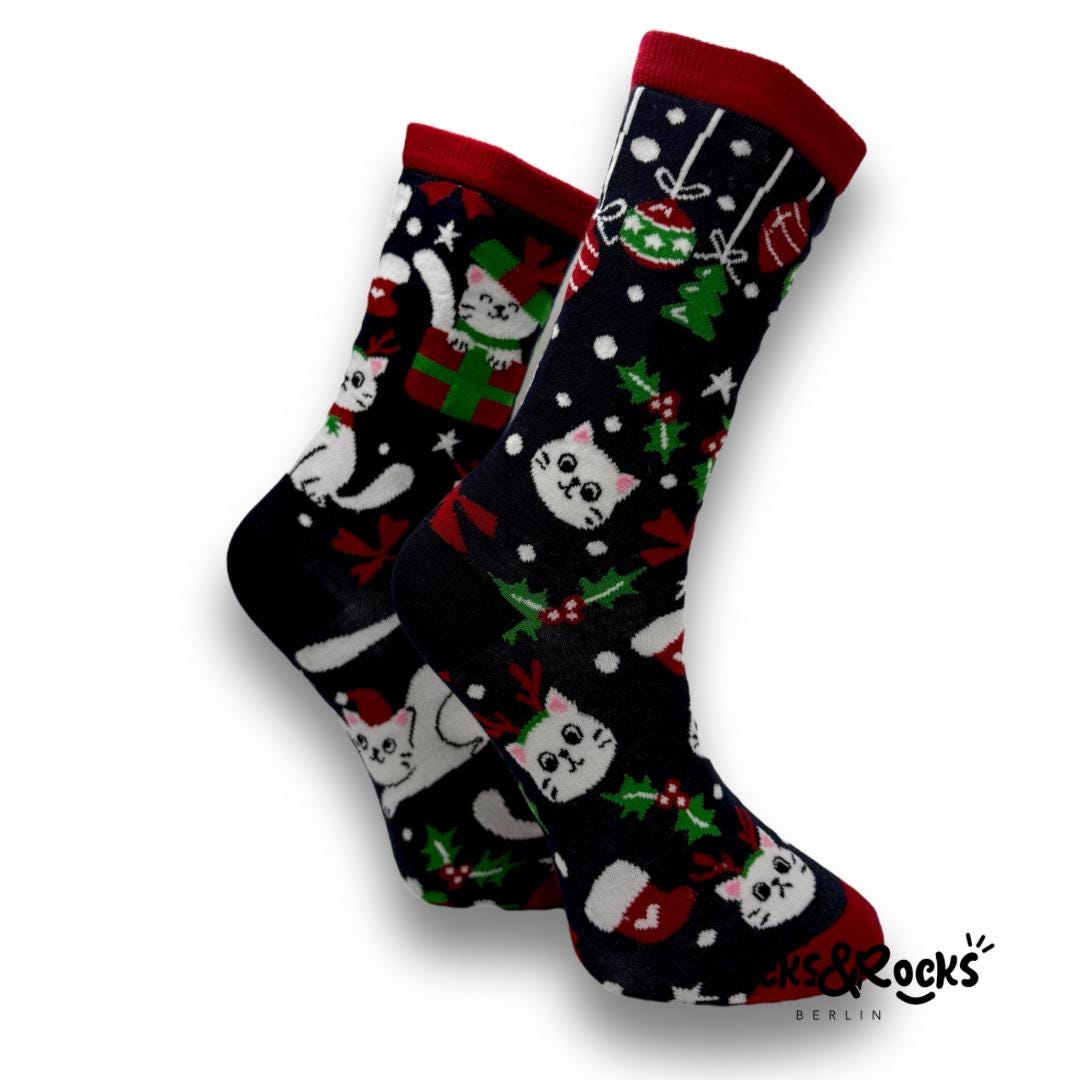 Weihnachtskatze Socken