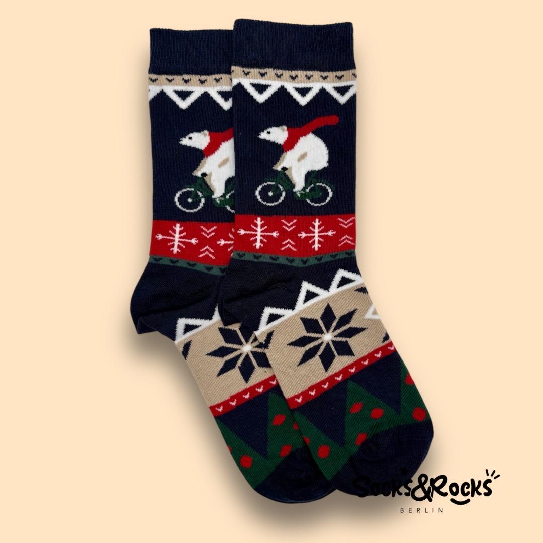 Bear riding a bicycle socks