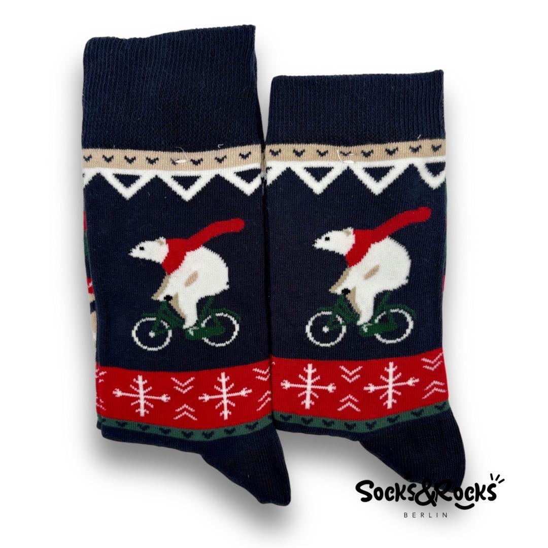Bear riding a bicycle socks