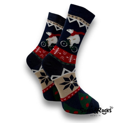 Bear riding a bicycle socks